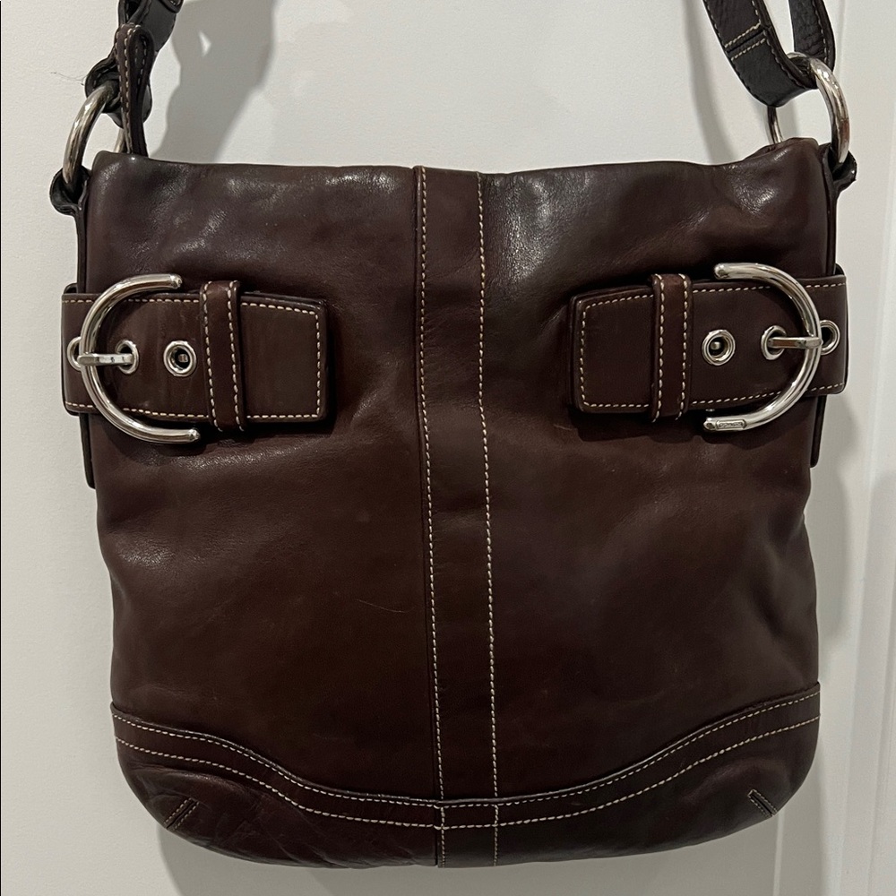 Vintage Coach Y2K Brown Leather Soho Duffle Shoulder/Crossbody Bag 1452‎